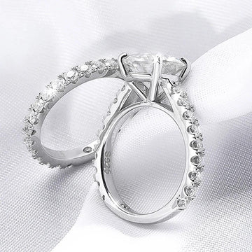 18K Gold Plated 3.5cttw VVS1 All Moissanite Diamonds Row Silver Wedding Engagement Fine Jewellery Rings Set - The Jewellery Supermarket